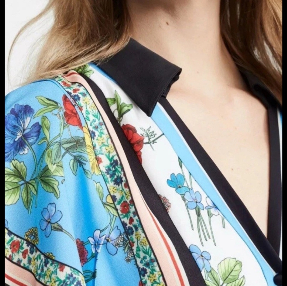 Alice + Olivia Conner Floral-Print Handkerchief Shirtdress Size XS - Picture 5 of 14